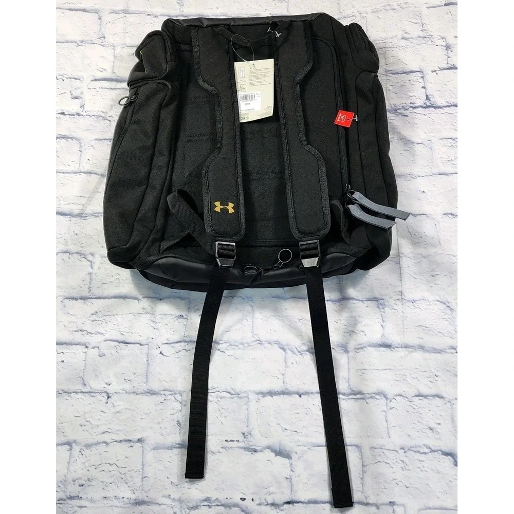Under Armour UA Project Rock Duffle Backpack Bag Black Gold Gym 1376459-002 WWE